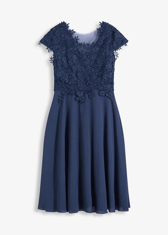 Abito midi in delicato tulle con pizzo, bonprix