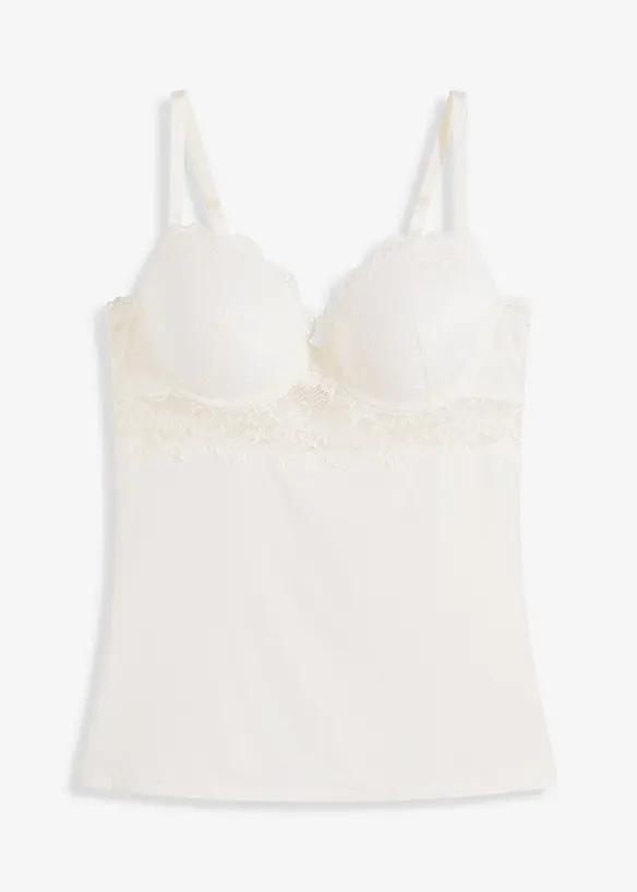 Canotta con reggiseno integrato in microfibra liscia, bonprix