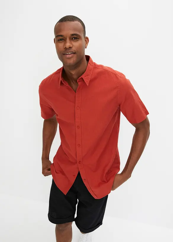 Camicia a maniche corte in fresco misto lino, bonprix