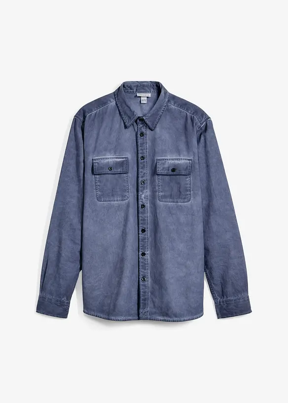 Camicia a maniche lunghe in puro cotone effetto lavato, bonprix