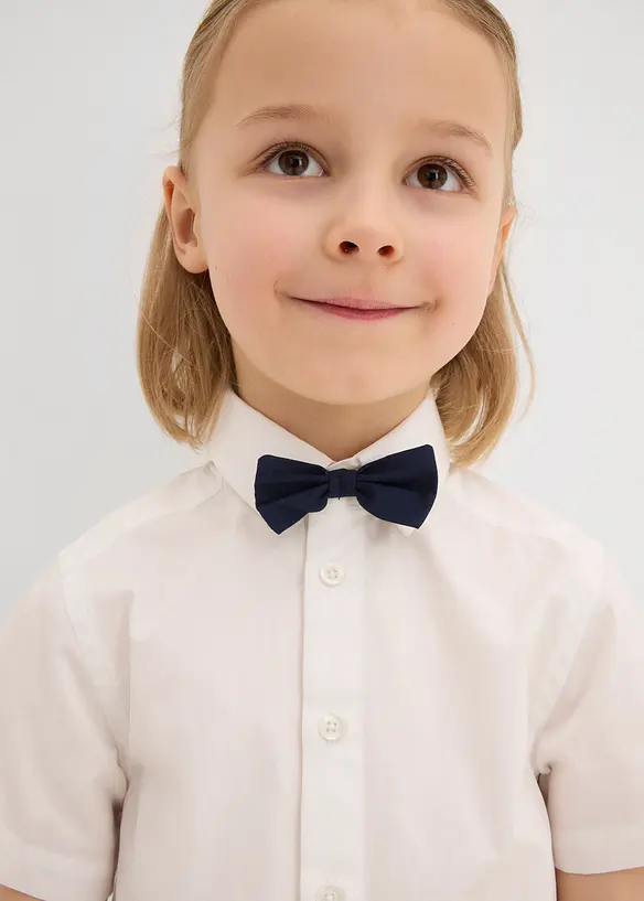 Camicia con maniche corte e papillon in puro cotone (set 2 pezzi), bonprix