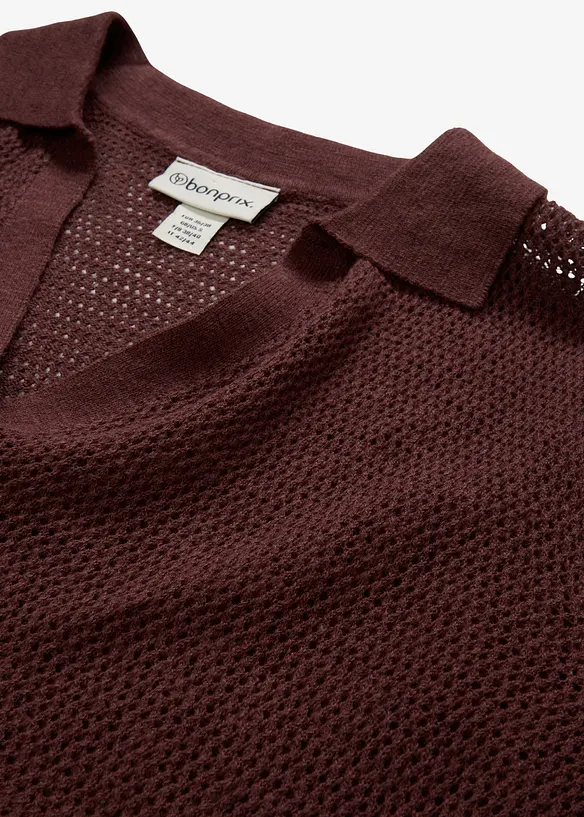 Polo in maglia traforata con percentuale di lino, bonprix