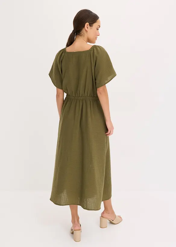 Abito midi in simil lino, bonprix