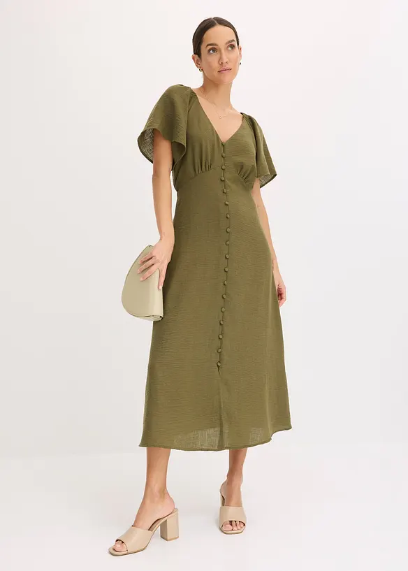 Abito midi in simil lino, bonprix