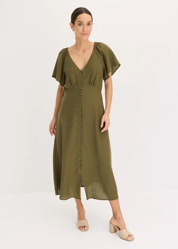 Abito midi in simil lino, bonprix