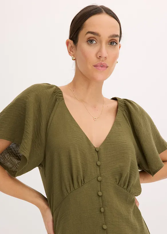 Abito midi in simil lino, bonprix