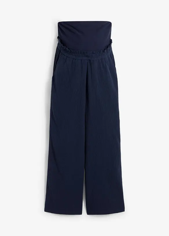 Pantaloni prémaman in mussola di puro cotone, loose fit, bonprix