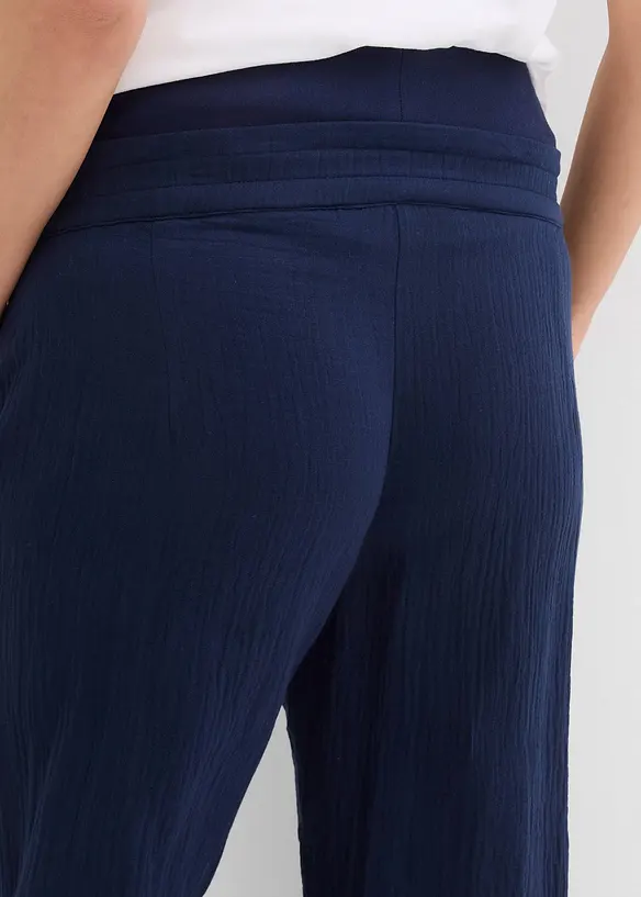 Pantaloni prémaman in mussola di puro cotone, loose fit, bonprix