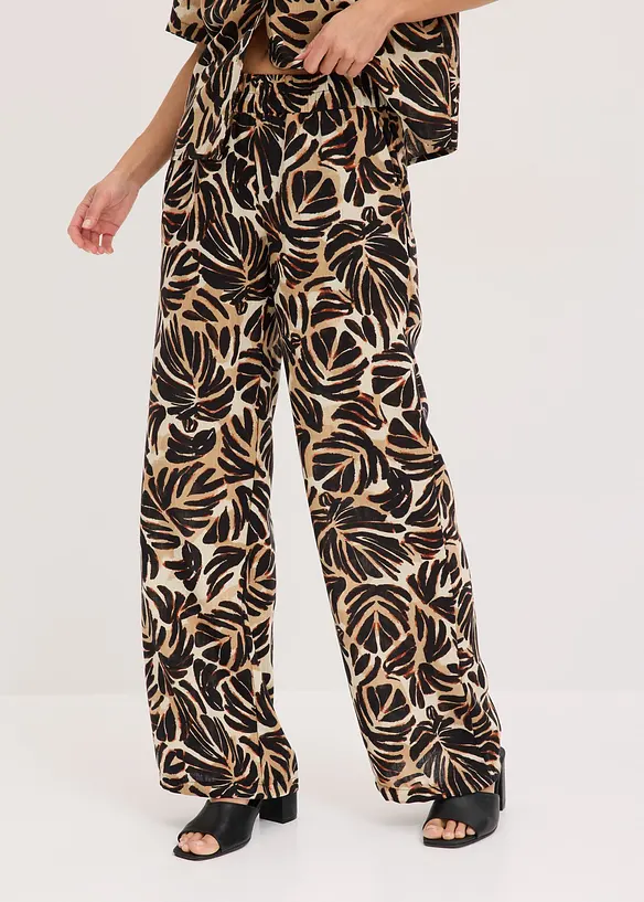 Pantaloni a palazzo effetto lino, bonprix