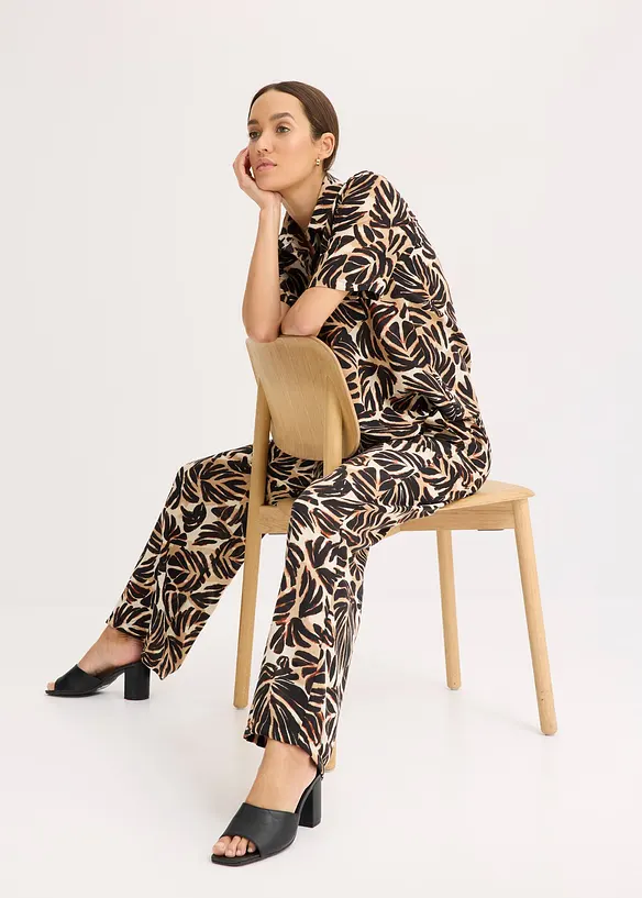 Pantaloni a palazzo effetto lino, bonprix