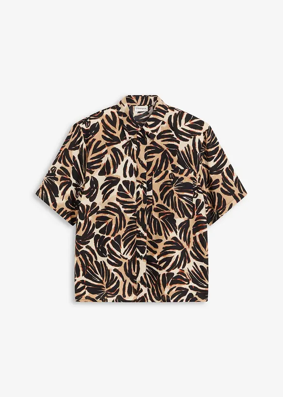 Blusa fantasia effetto lino, bonprix