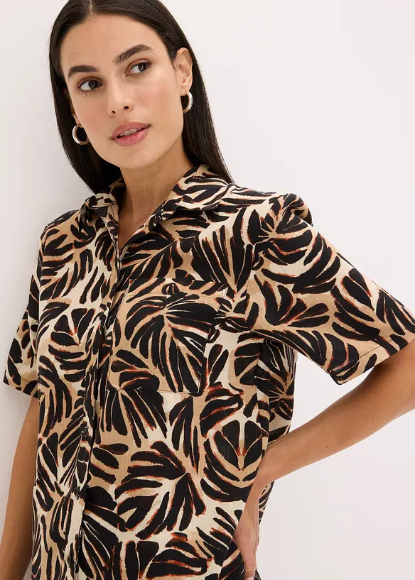 Blusa fantasia effetto lino, bonprix