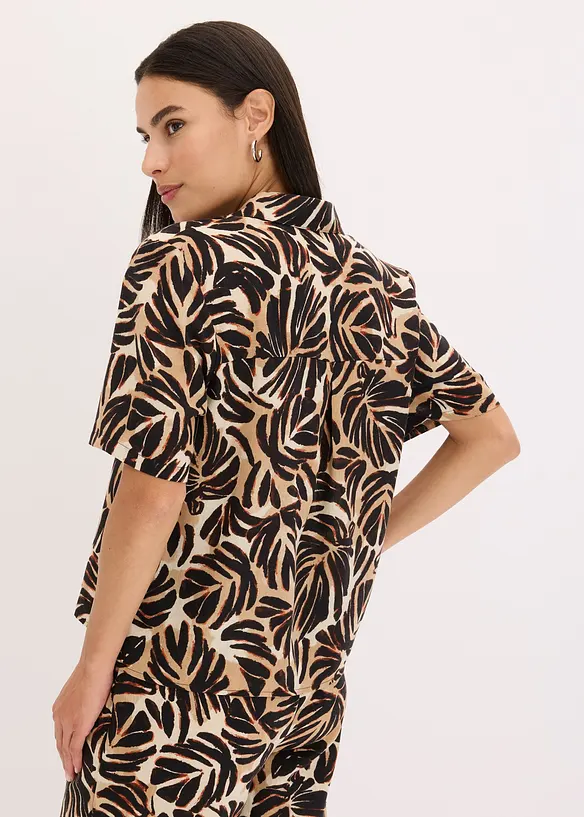 Blusa fantasia effetto lino, bonprix