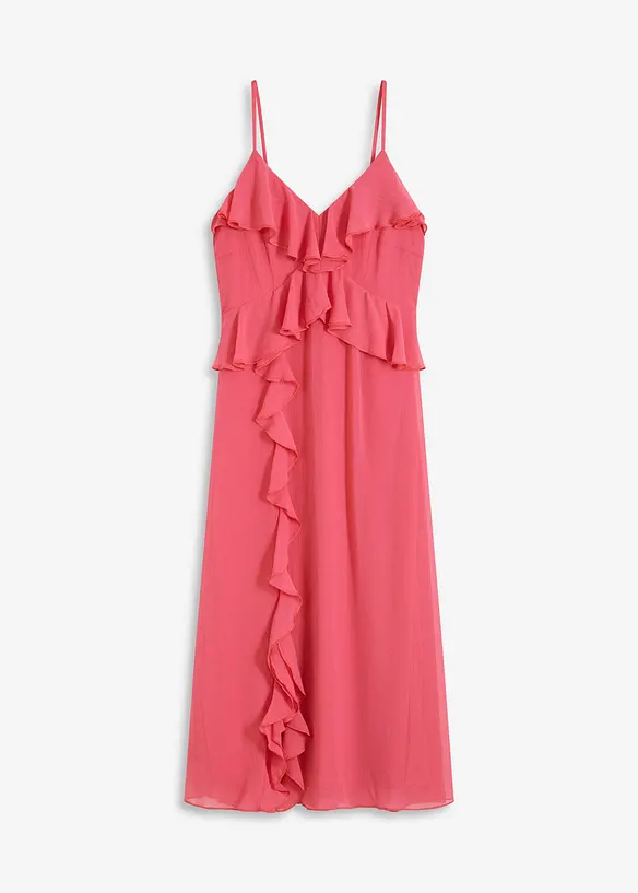 Abito midi in chiffon con volant, bonprix