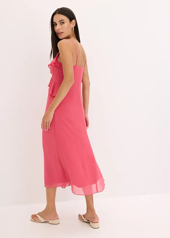 Abito midi in chiffon con volant, bonprix