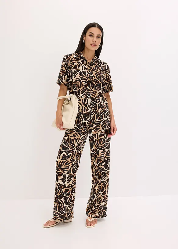 Blusa fantasia effetto lino, bonprix