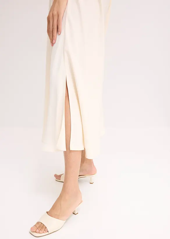 Gonna in twill con tessuto fluente misto viscosa, bonprix
