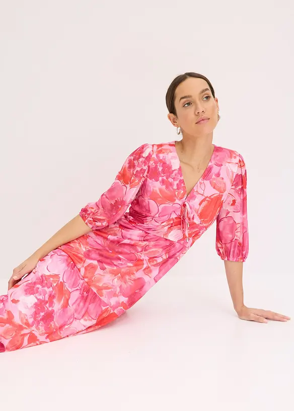 Abito midi in mesh con fantasia, bonprix