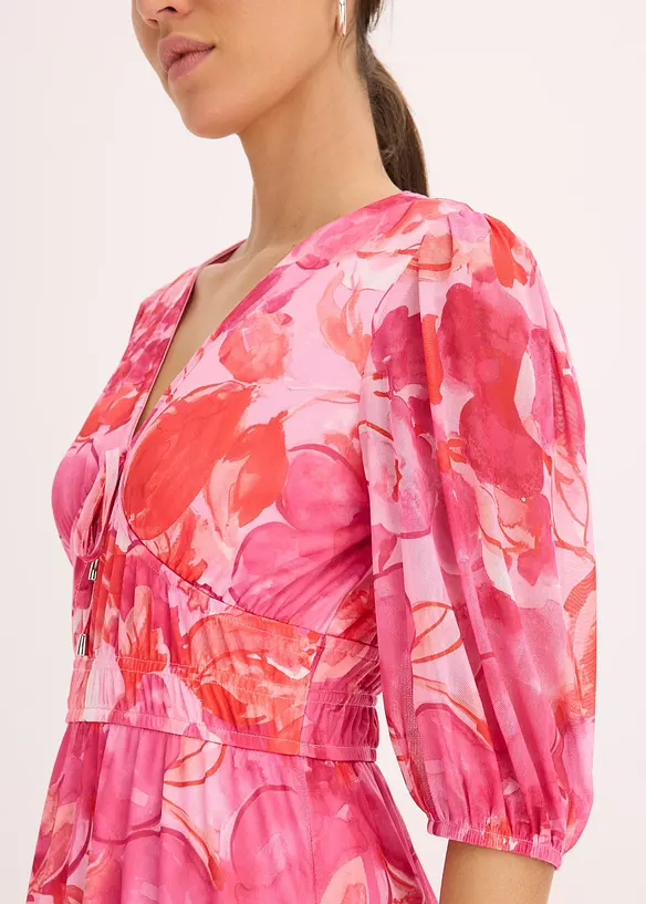 Abito midi in mesh con fantasia, bonprix