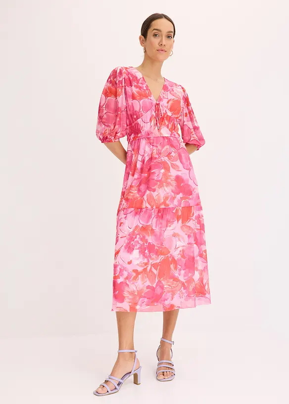 Abito midi in mesh con fantasia, bonprix