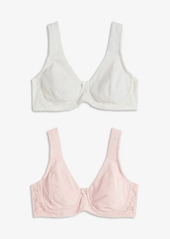 Reggiseno t-shirt non imbottito con ferretto e cotone biologico (pacco da 2), bonprix