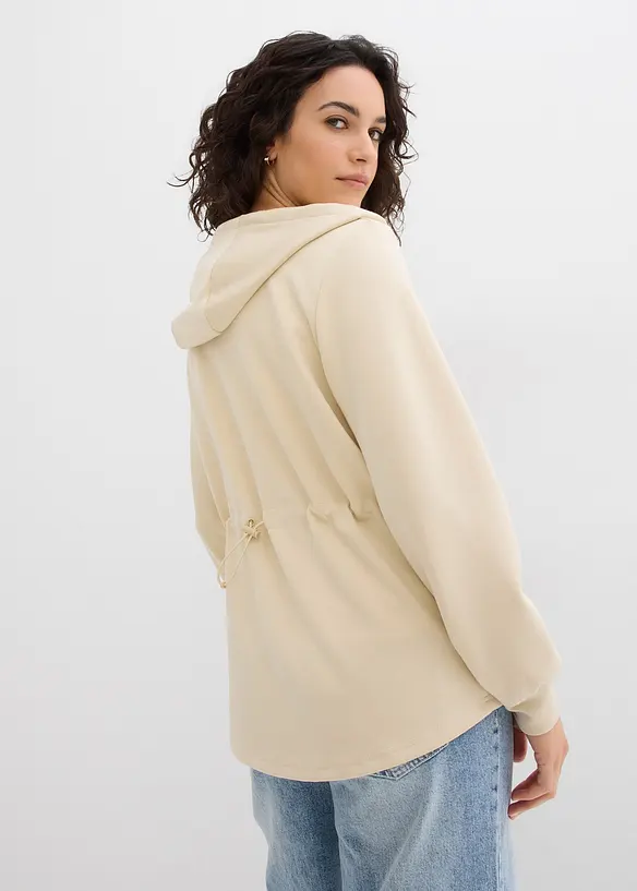 Felpa con zip, cappuccio ed elastico, bonprix