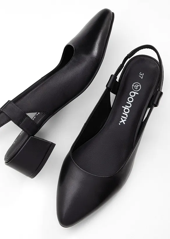 Décolleté slingback in pelle, bonprix