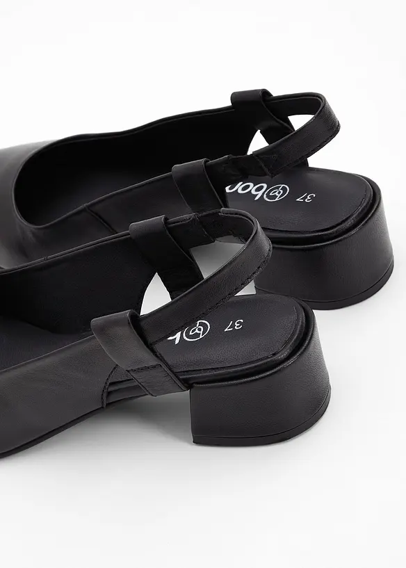 Décolleté slingback in pelle, bonprix