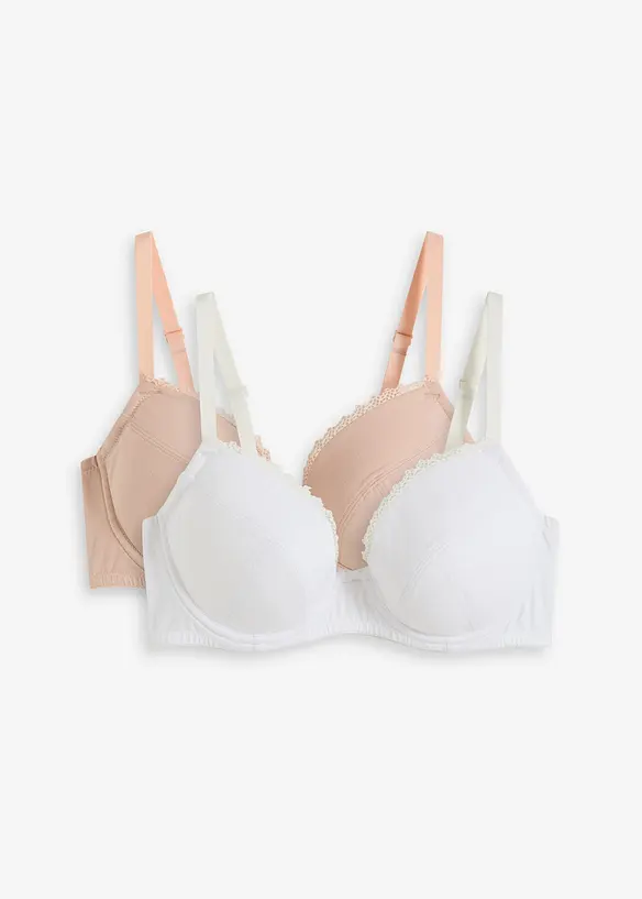 Reggiseno push-up con ferretto in cotone biologico elasticizzato (pacco da 2), bonprix