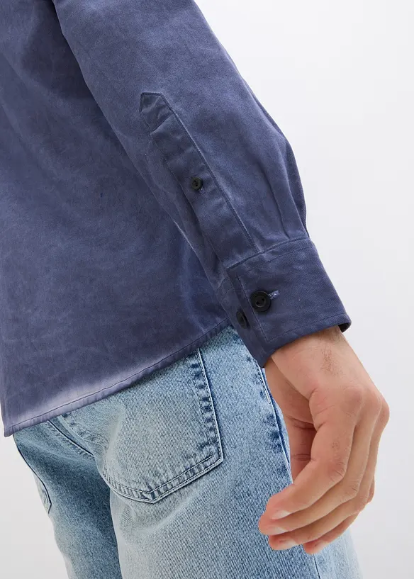 Camicia a maniche lunghe in puro cotone effetto lavato, bonprix