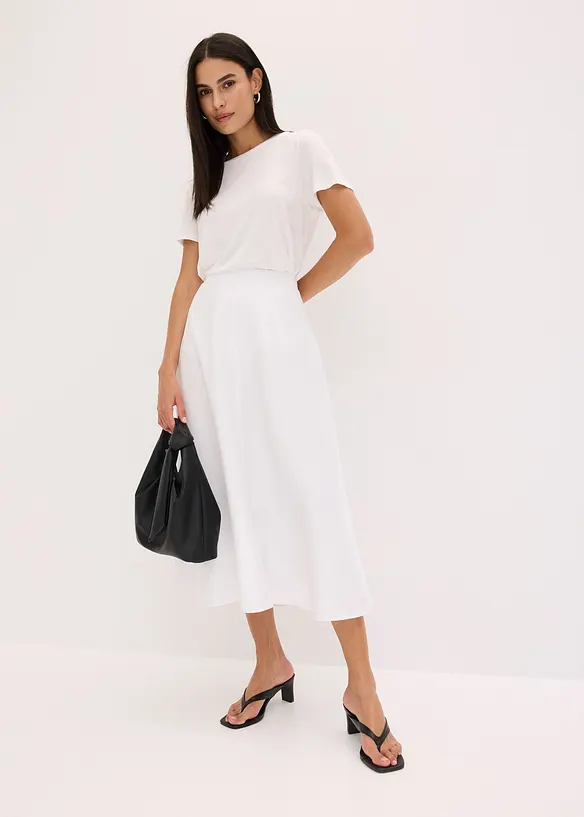 Gonna midi in misto viscosa fluente, bonprix