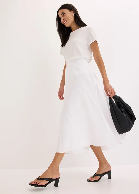 Gonna midi in misto viscosa fluente, bonprix