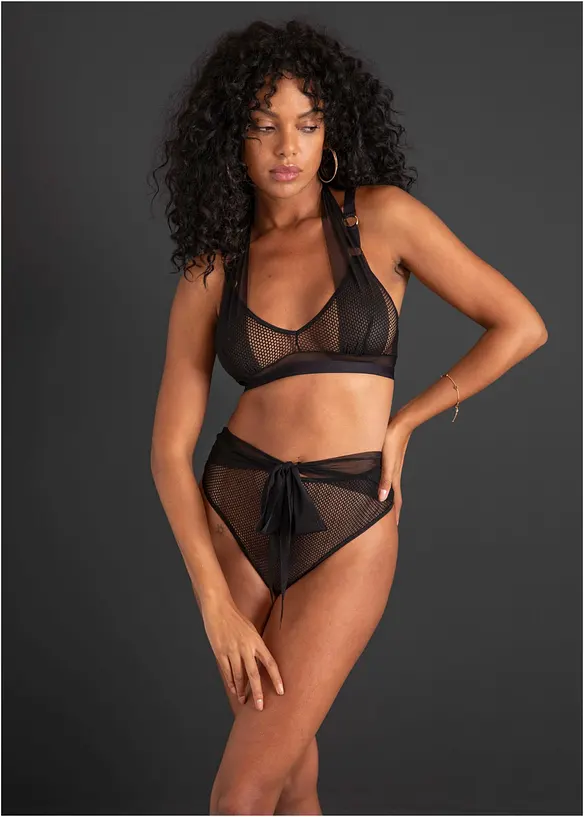 Bralette e perizoma ouvert a vita alta (set 2 pezzi), bonprix