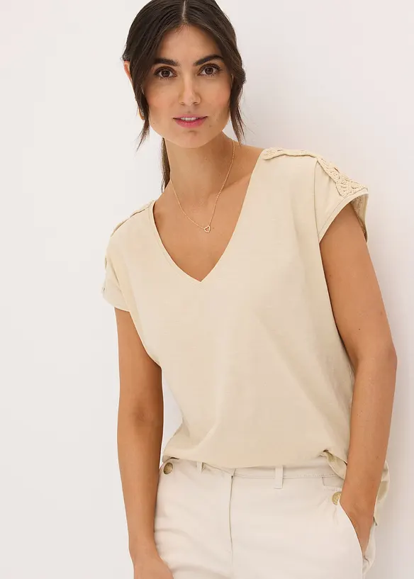 Maglia con inserti lavorati a uncinetto, bonprix
