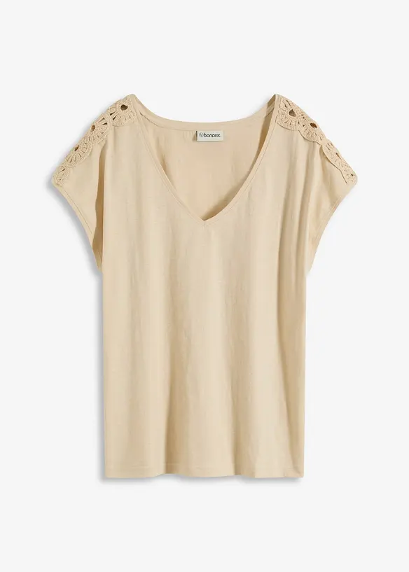 Maglia con inserti lavorati a uncinetto, bonprix