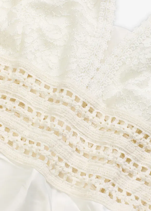 Abito da sposa in satin lucido con pizzo, bonprix