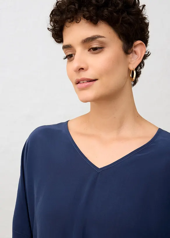 Maglia in misto seta e inserto in tessuto a trama, bonprix