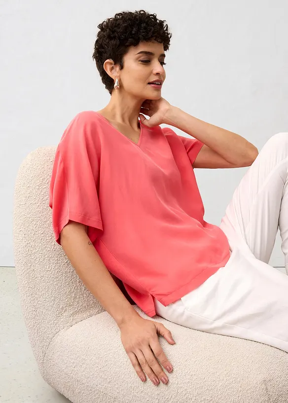 Maglia in misto seta e inserto in tessuto a trama, bonprix