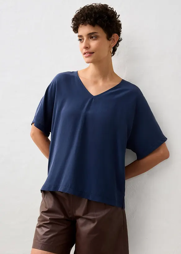 Maglia in misto seta e inserto in tessuto a trama, bonprix