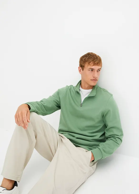 Felpa con colletto e zip, bonprix