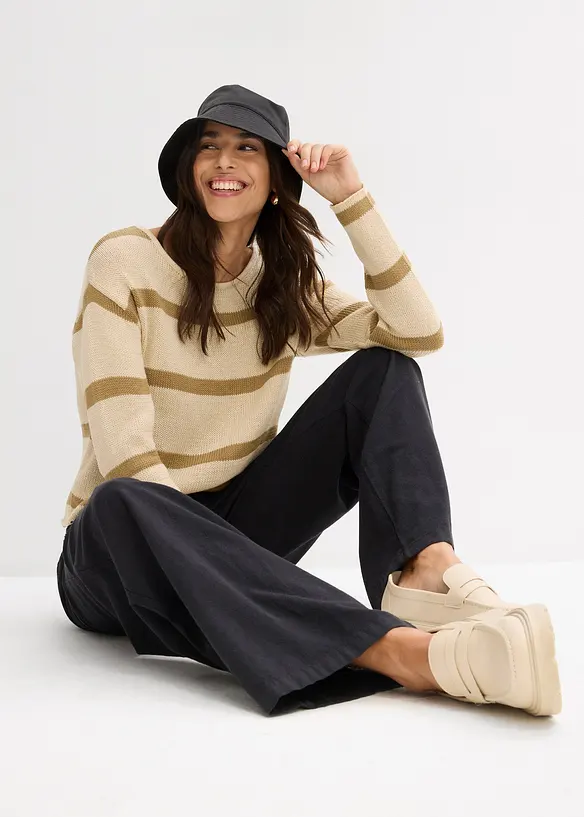 Pantaloni larghi in misto lino fresco, bonprix