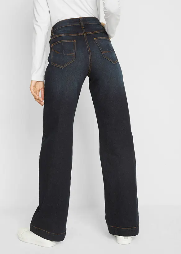 Jeans wide leg con bordo vita confortevole, vita media, bonprix