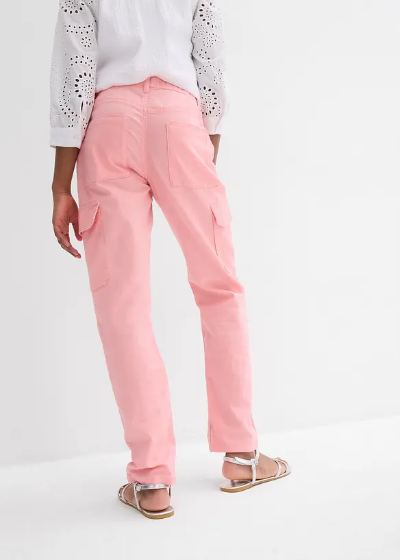 Pantaloni cargo larghi in twill, vita media, bonprix