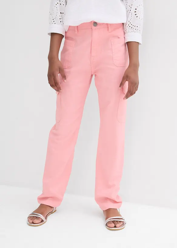 Pantaloni cargo larghi in twill, vita media, bonprix