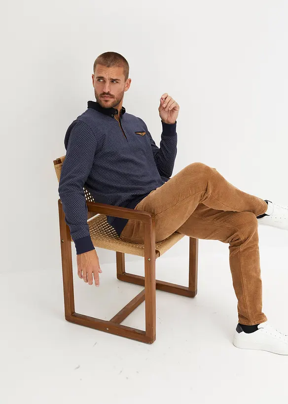 Felpa con colletto a polo in cotone biologico, bonprix