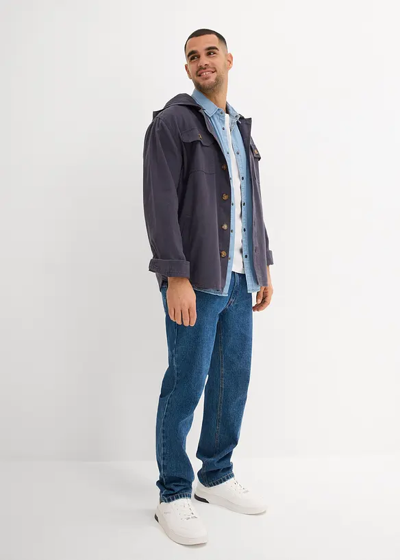 Camicia a maniche corte in jeans di puro cotone biologico, slim fit, bonprix