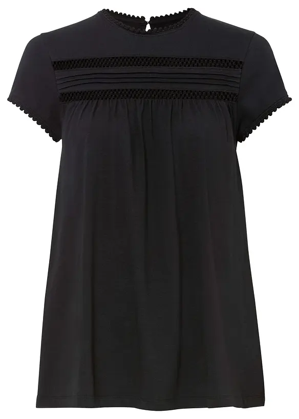 Maglia in cotone con pizzo, bonprix