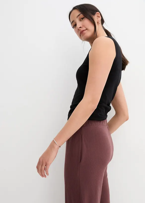 Pantaloni in jersey a coste con elastico in vita, bonprix