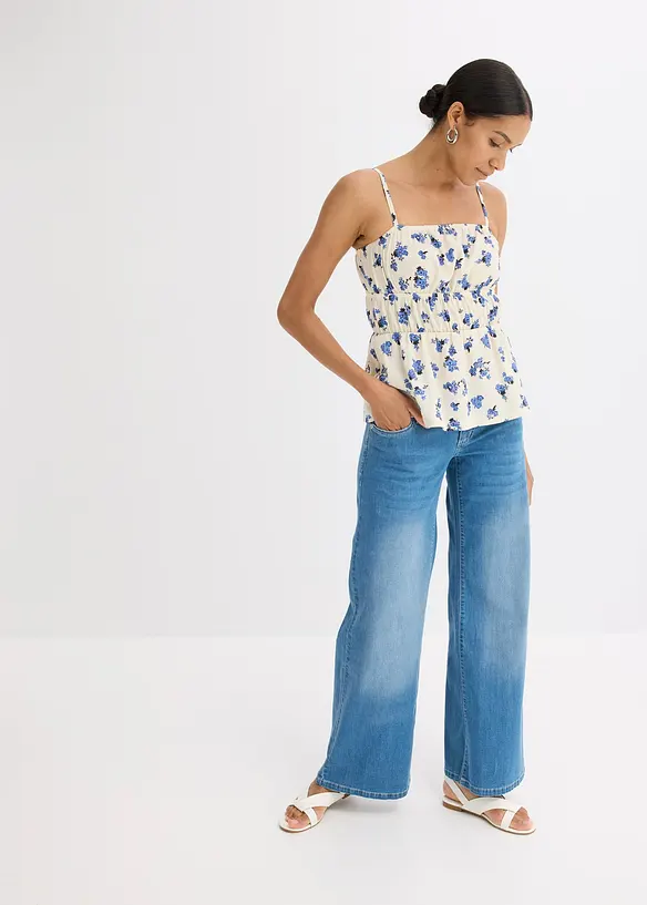 Jeans wide leg, vita bassa, bonprix