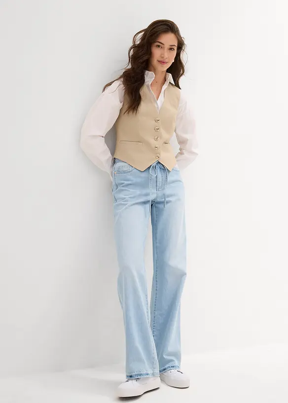 Jeans wide leg con cintura, vita media, bonprix